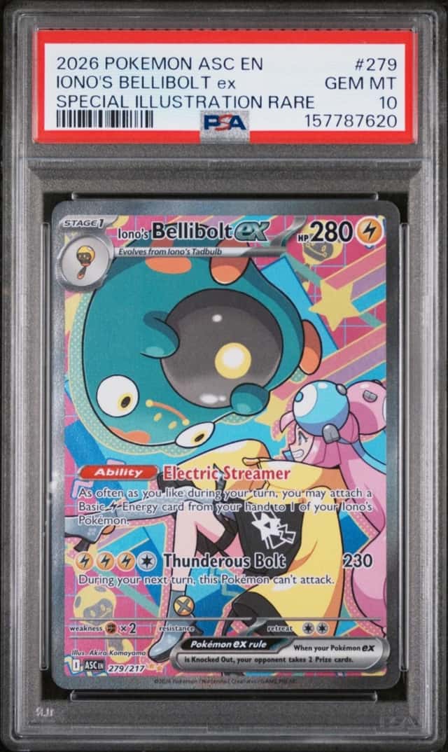 2026 POKEMON ASCENDED HEROES ILLUSTRATION RARE #279 IONO'S BELLIBOLT EX PSA 10