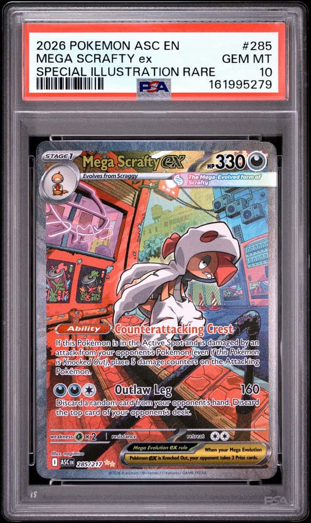 2026 POKEMON ASCENDED HEROES SPECIAL ILLUSTRATION RARE MEGA SCRAFTY EX PSA 10