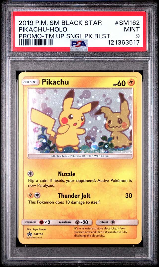 Pokemon Pikachu Team Up Blister Pk. Black Star Holo Promo SM162 PSA 9