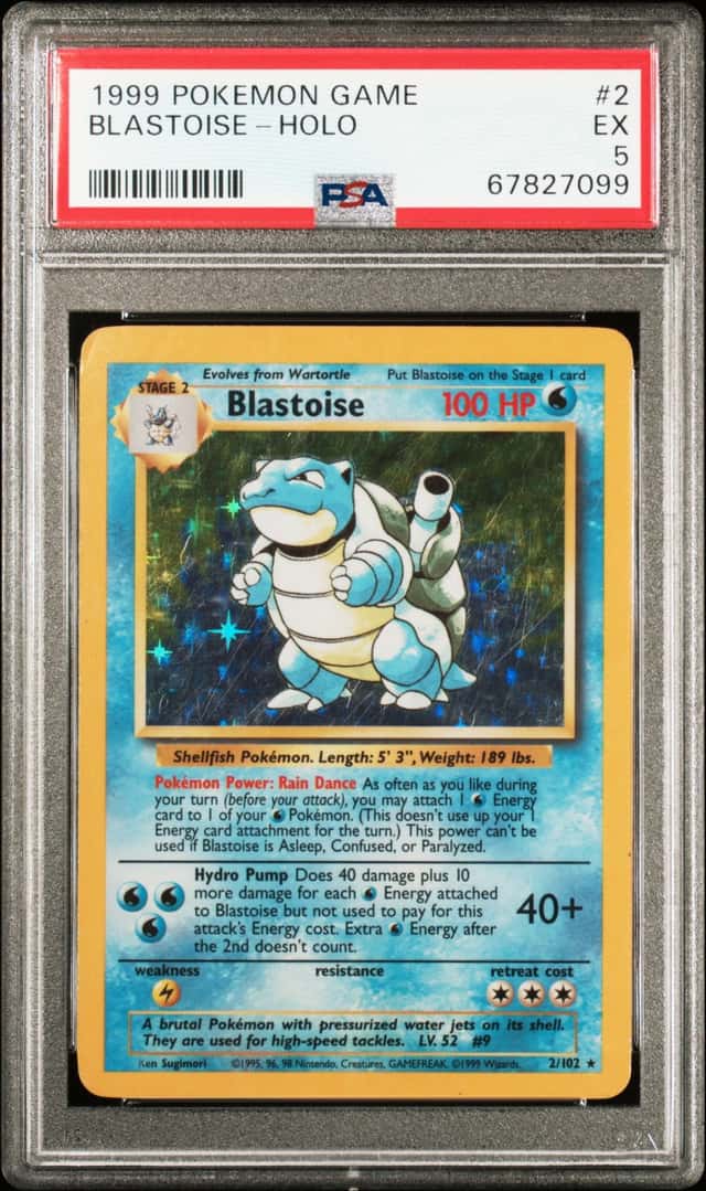 Blastoise 2/102,ILLUS Error,Illustrator Error, PSA 5, Base Set Pokemon Card