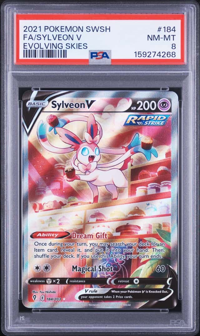 2021 Pokemon SWSH Evolving Skies Sylveon V Full Art Ultra Rare #184/203 PSA 8