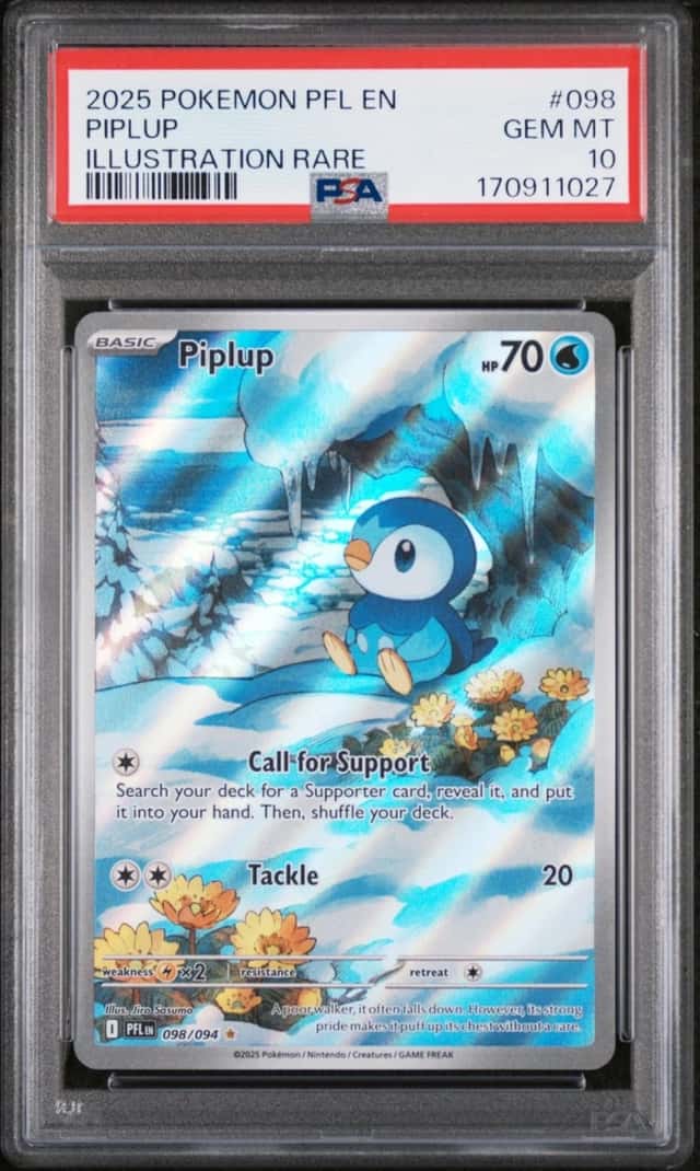 2025 POKEMON PFL EN-PHANTASMAL FLAMES ILLUSTRATION RARE #098 PIPLUP PSA 10