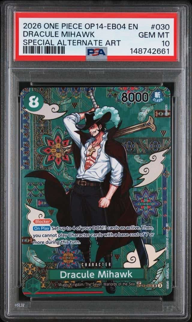 Dracule Mihawk 2026 One Piece OP14-EB04 English Special Alternate Art PSA 10 030