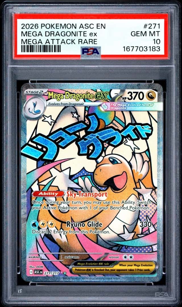 2026 POKEMON ASCENDED HEROES MEGA ATTACK RARE MEGA #271 DRAGONITE EX PSA 10