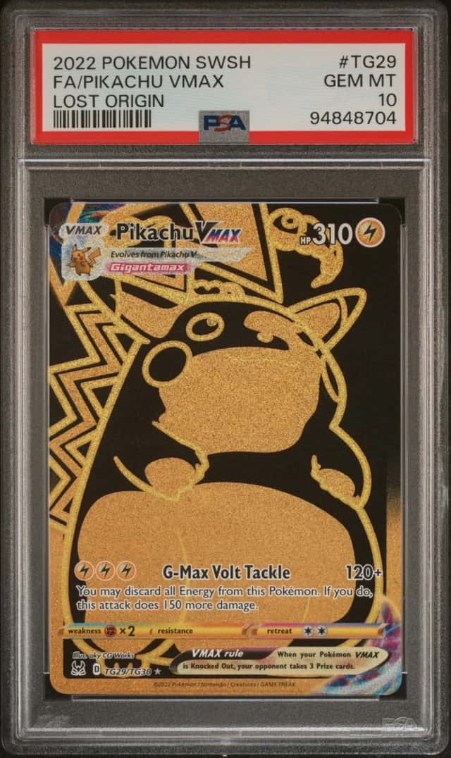 2022 POKEMON SWORD & SHIELD LOST ORIGIN #TG29 FULL ART/PIKACHU VMAX PSA 10