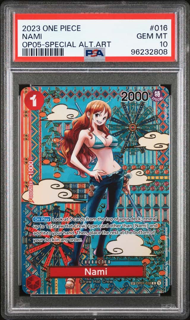 2023 One Piece Three Captains Nami Character Special Alt Art #OP01-016 PSA 10