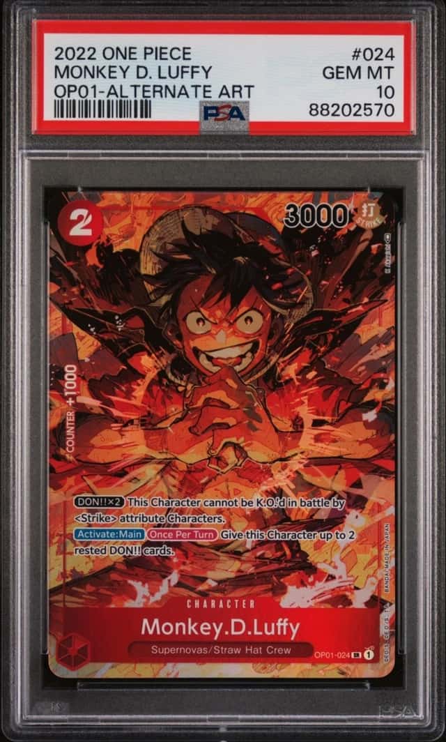 ONE PIECE MONKEY D. LUFFY 2022 OP01-ROMANCE DAWN #024 ALT ART PSA 10