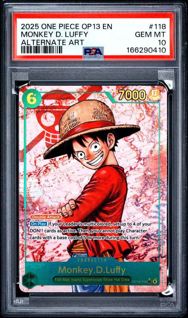 0410 Monkey D. Luffy 2025 One Piece #OP13-118 Secret Rare Alternative Art PSA 10