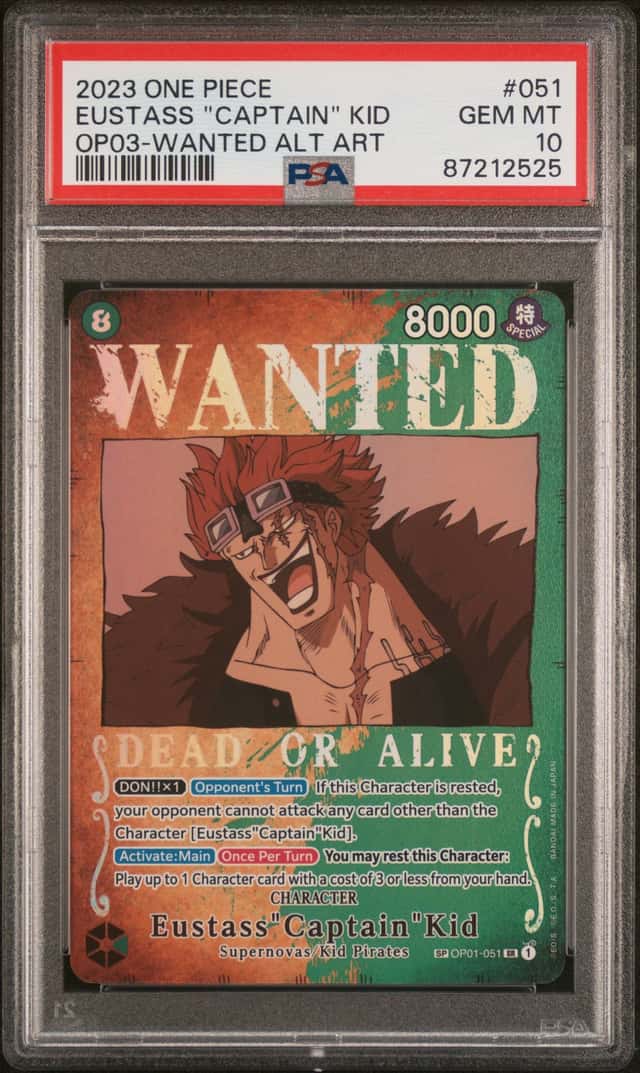 2023 ONE PIECE OP03-PILLARS OF STRENGTH #051 EUSTASS "CAPTAIN" KID PSA 10