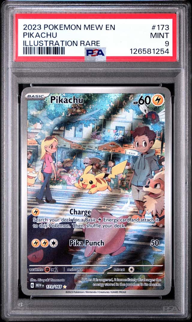 2023 Pokémon Tcg Mew En Pikachu Illustration Rare #173 Psa 9 With Yellow Slab...