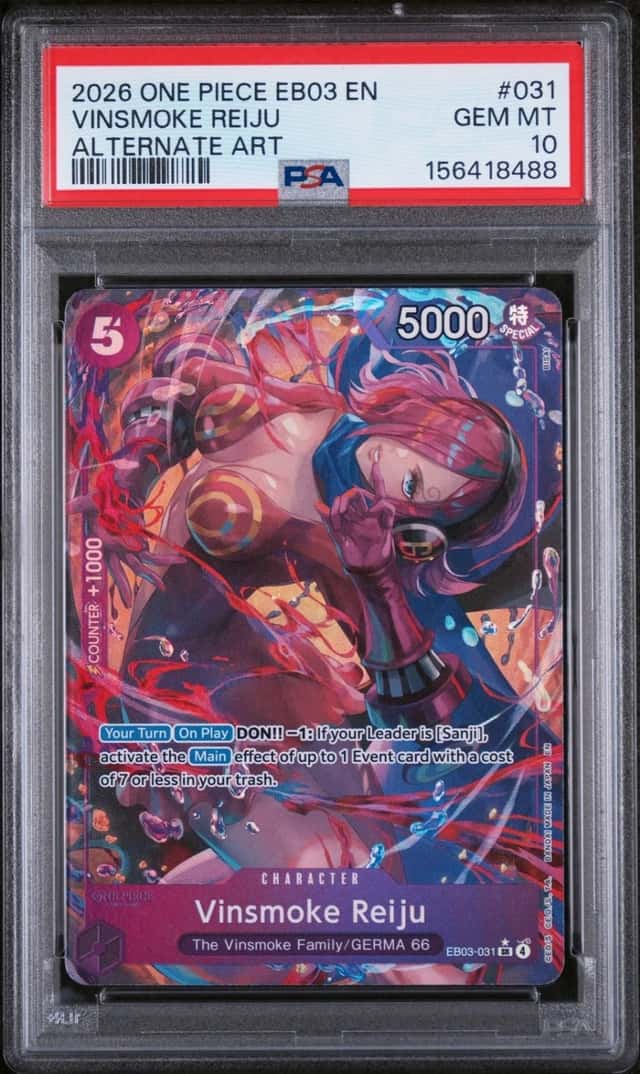 2026 ONE PIECE EB03-EXTRA BOOSTER HEROINES EDITION ALT ART VINSMOKE REIJU PSA 10