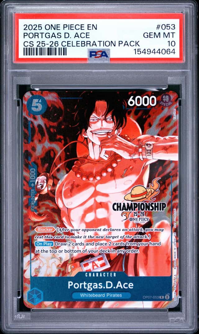 One Piece 500 Years Portgas.D.Ace 25-26' Celebration Pack #OP07-053 PSA 10 (64)