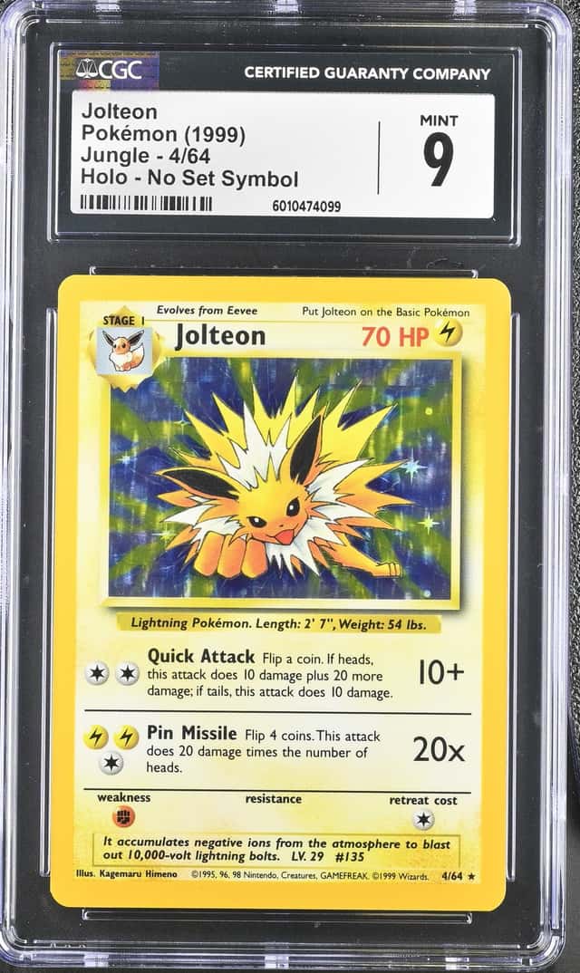 1999 Pokemon Jungle No Set Symbol Holo Jolteon #4 CGC 9 MINT