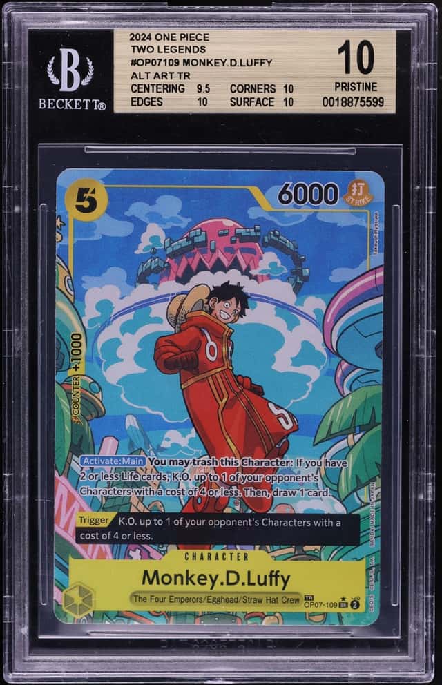 2024 One Piece Two Legends TR SR Alt Art Monkey D. Luffy #OP07-109 BGS 10 PRISTINE