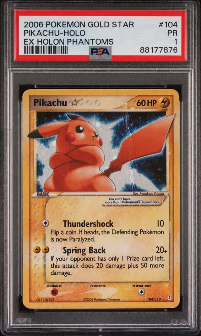 2006 Pokemon EX Holon Phantoms Holo Pikachu Gold Star #104 PSA 1 PR