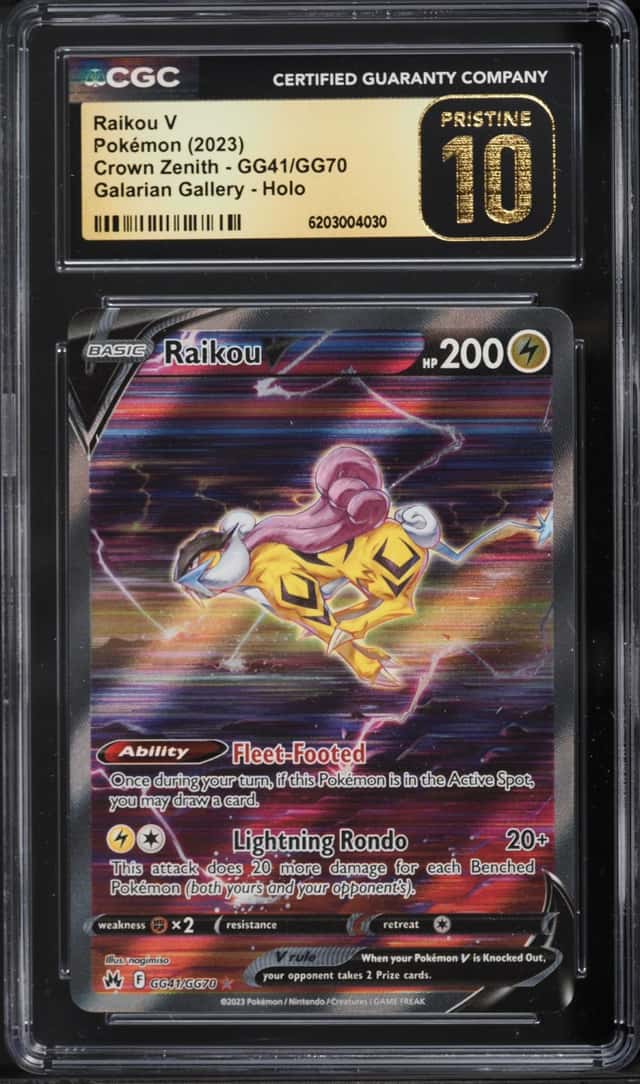 2023 Pokemon Sword & Shield Crown Zenith Full Art Raikou V #GG41 CGC 10 PRISTINE