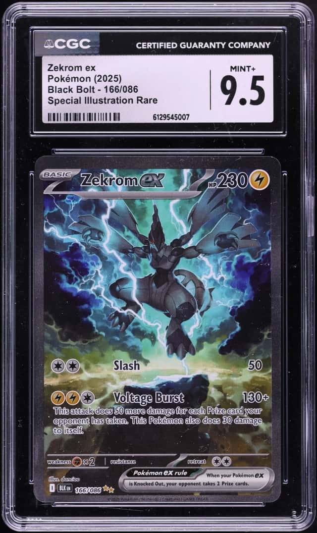 2025 Pokemon Scarlet & Violet Black Bolt SIR Zekrom Ex #166 CGC 9.5 MINT+