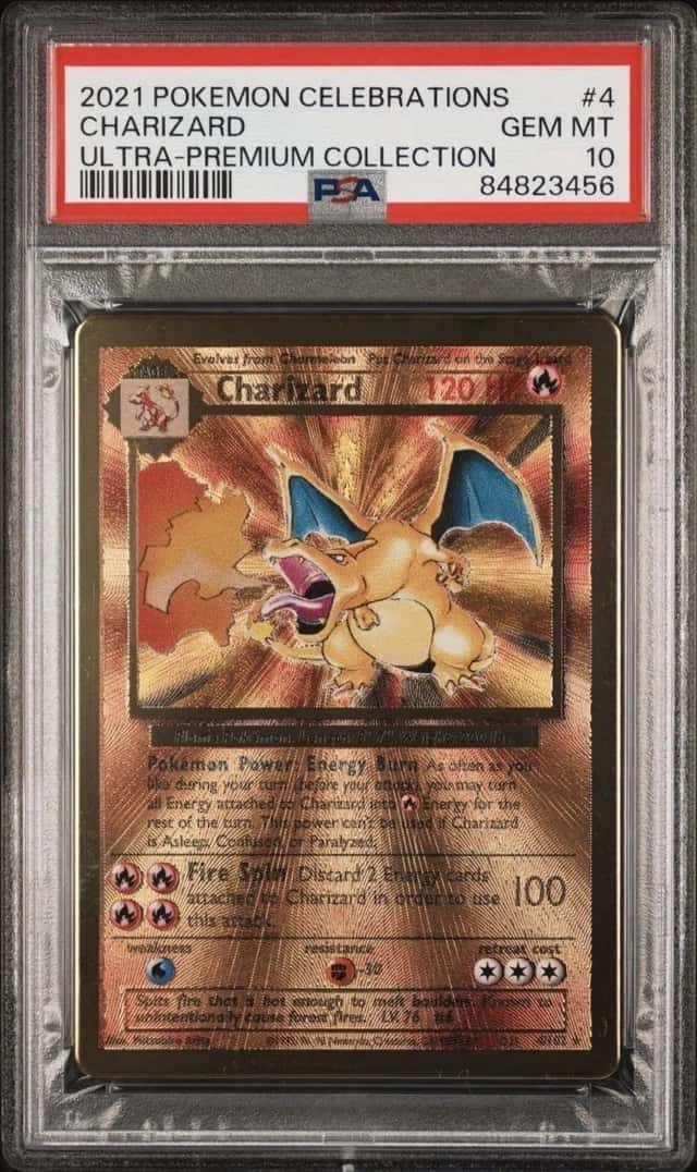 2021 Pokemon Celebrations Charizard Gold Metal 004/102 PSA 10