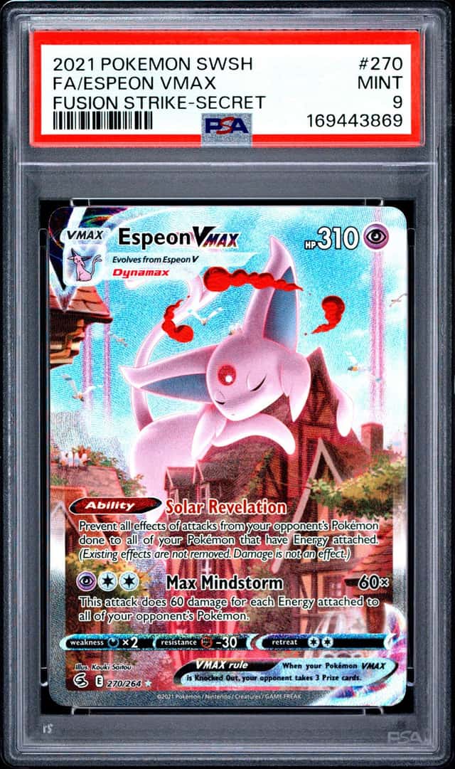 2021 POKEMON SWORD & SHIELD FUSION STRIKE SECRET #270 FULL ART/ESPEON VMAX PSA 9