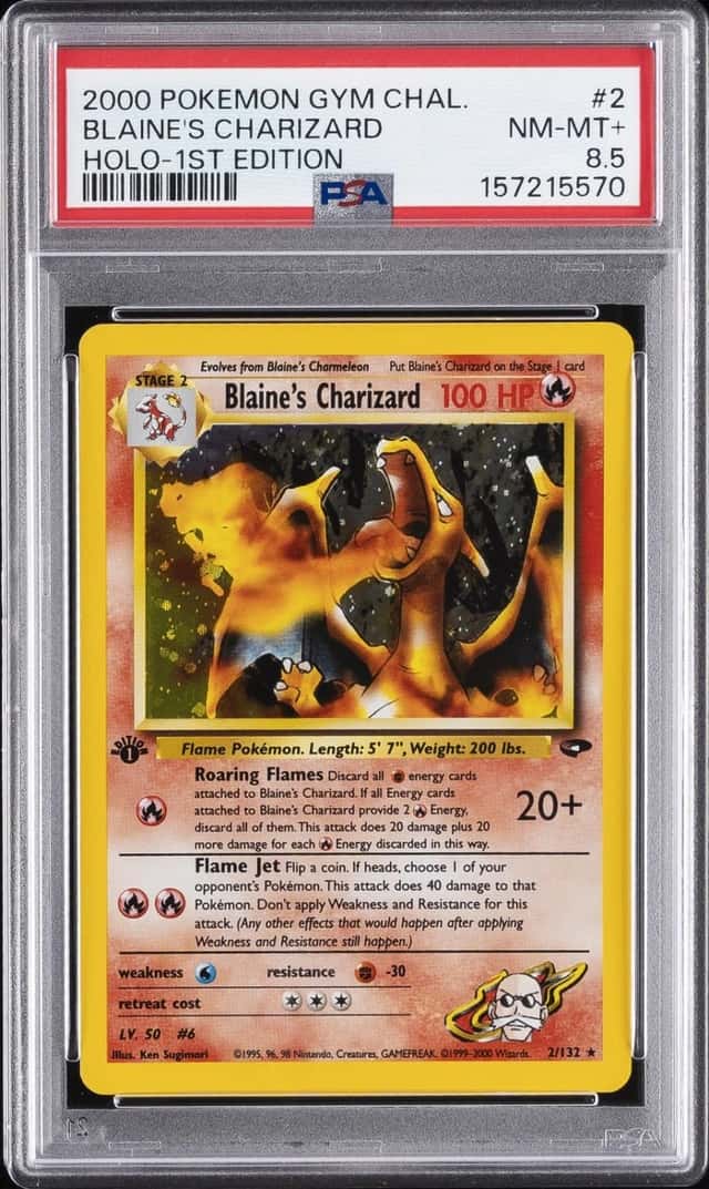 2000 POKEMON GYM CHALLENGE HOLO-1ST EDITION #2 BLAINE'S CHARIZARD PSA 8.5