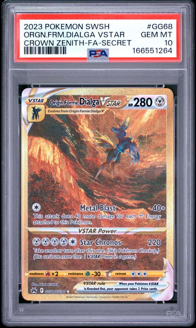 Pokemon 2023 Origin Forme Dialga VSTAR GG68 Full Art Crown Zenith GEM MT PSA 10