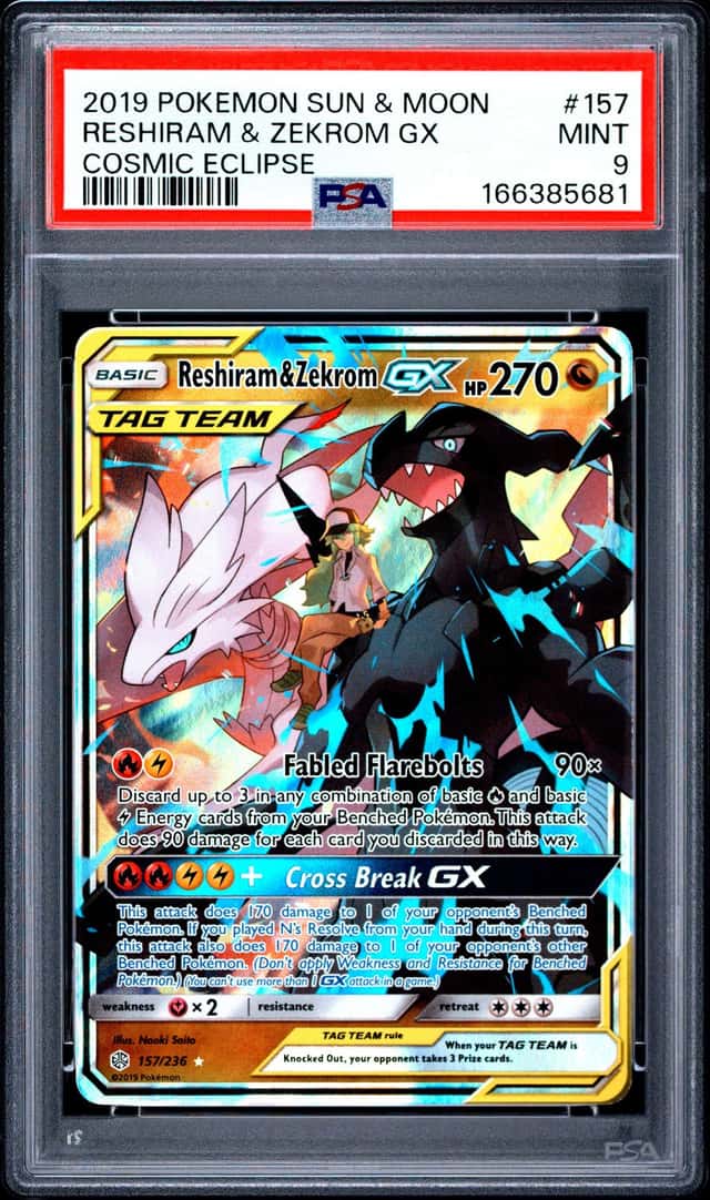 Pokemon Reshiram & Zekrom Gx Cosmic Eclipse 157/236 PSA 9 Mint