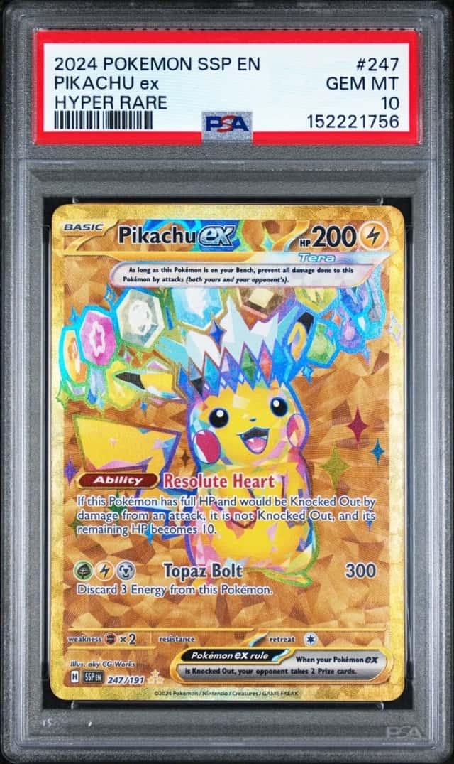 Pokemon Pikachu ex Surging Sparks 247/191 Hyper Rare PSA 10 Gem Mint