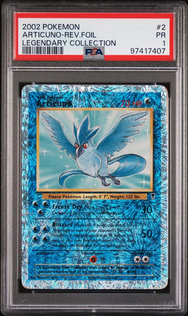 2002 POKEMON LEGENDARY COLLECTION #2 ARTICUNO-REV.FOIL  PSA 1