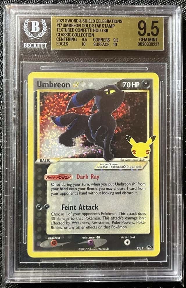 BGS 9.5 -  Gold Star Umbreon - Holo - Celebrations Pokemon - 2021 17/17 -not psa
