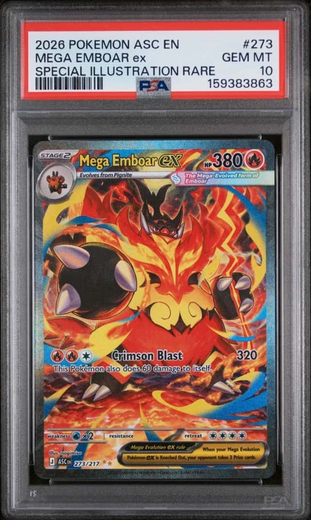 Pokemon Ascended Heroes Mega Emboar EX Special Illustration Rare #273 PSA 10 GEM