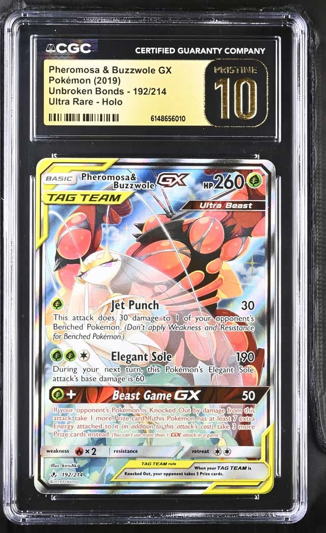 2019 Pokemon Sun & Moon Pheromosa Buzzwole Tag Team #192/214 CGC 10 Pristine