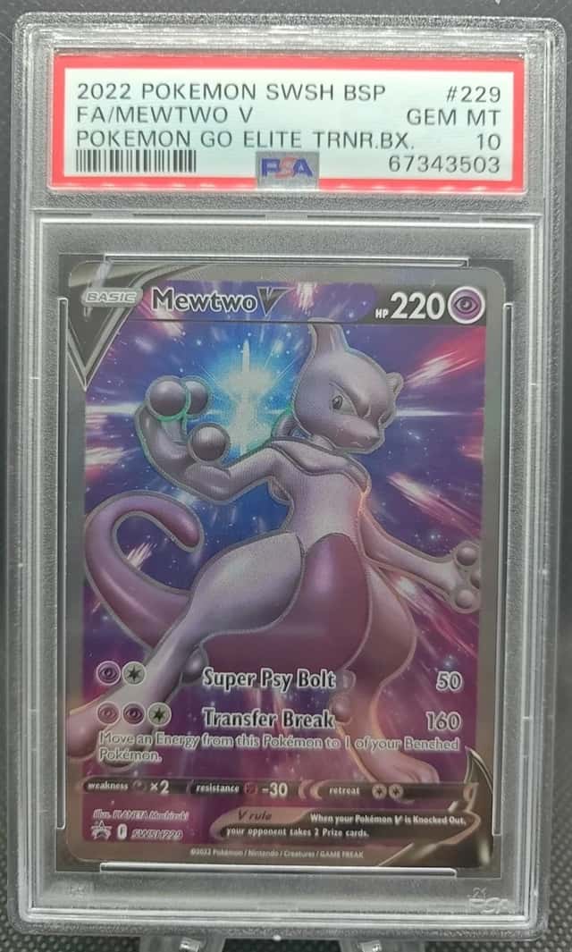 2022 Pokemon SWSH BSP Mewtwo PSA 10 Gem Mint FA/Mewtwo V Elite Trainer