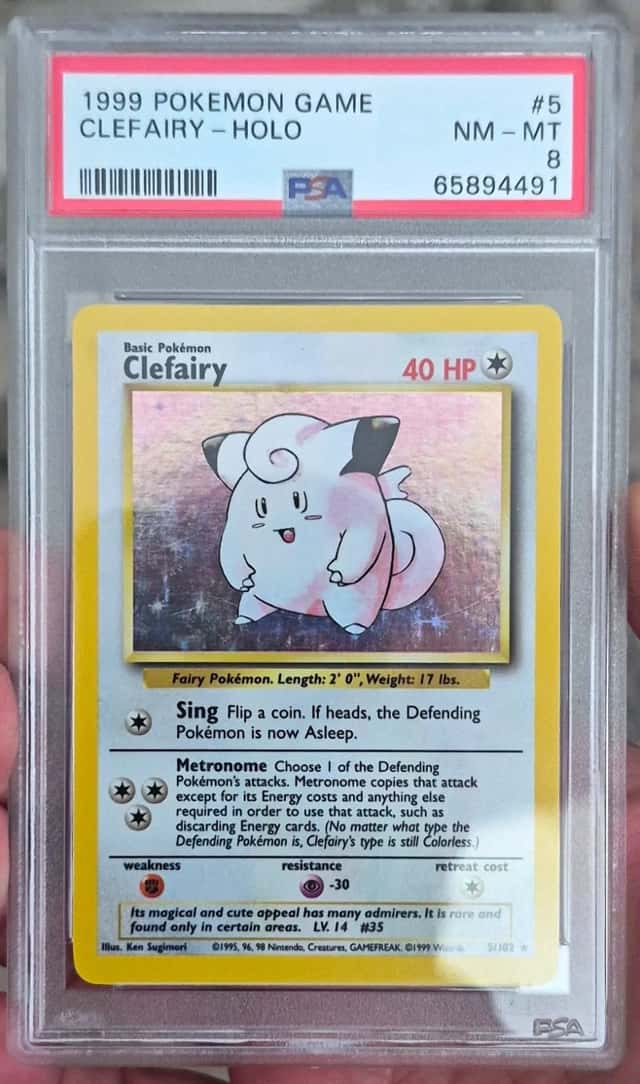 1999 Pokemon Base Set Clefairy Holo Unlimited #5/102 PSA 8 NM-MT STARTING BID $1