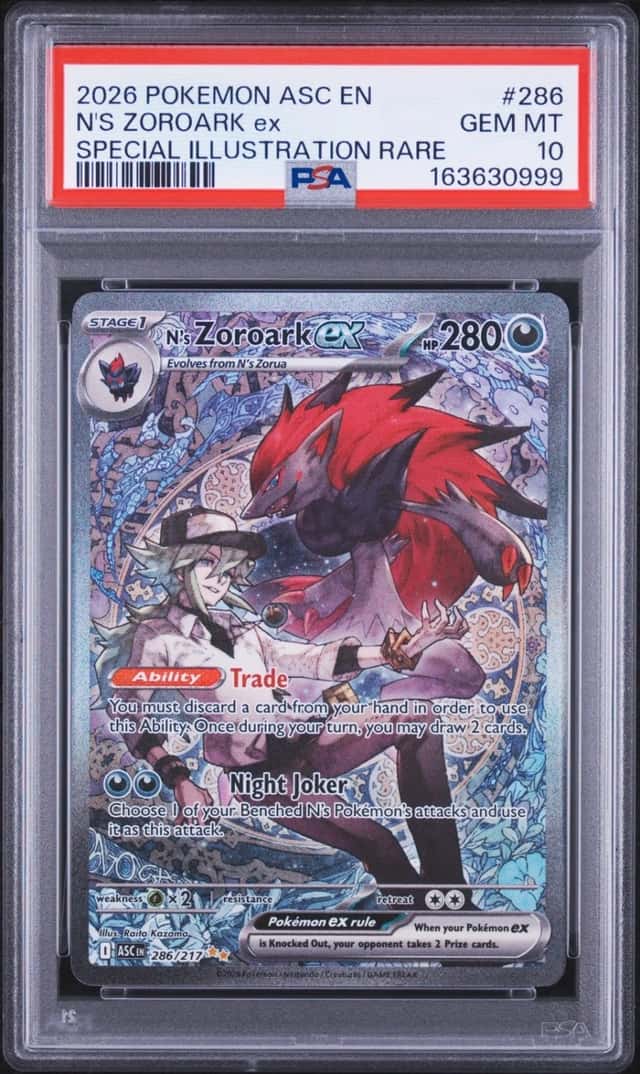 2026 POKEMON ASC SPECIAL ILLUSTRATION RARE #286 N'S ZOROARK EX PSA 10