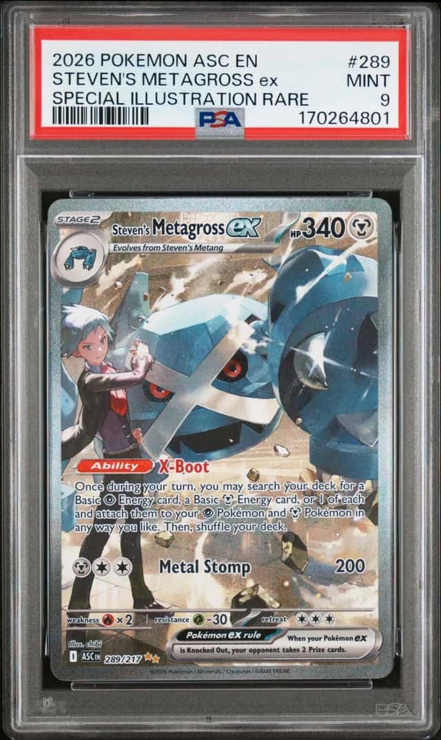 2026 POKEMON ASCENDED HEROES SPECIAL ILLUSTRATION STEVEN'S METAGROSS EX PSA 9