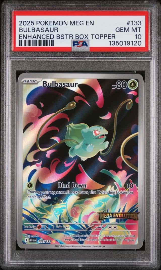 2025 POKEMON MEG EN-MEGA EVOLUTION ENHANCED BOOSTER BOX TOPPER BULBASAUR PSA 10