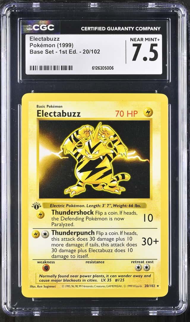 Pokémon TCG Base Set 1st Ed Shadowless Electabuzz 20/102 CGC 7.5 EN 1999