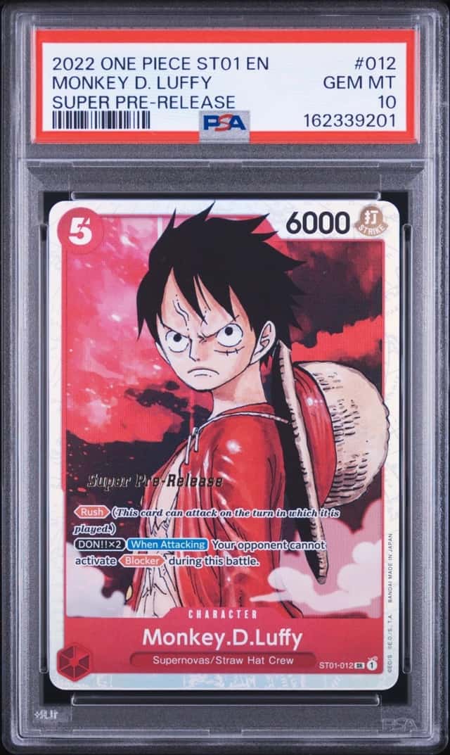 One Piece Monkey D. Luffy Straw Hat Crew St01-012 Super Pre-Release PSA 10
