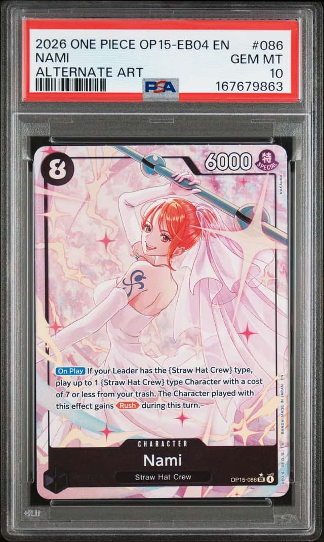 2026 One Piece Adventure on Kami's Island Nami Alternate Art #OP15-086 PSA 10