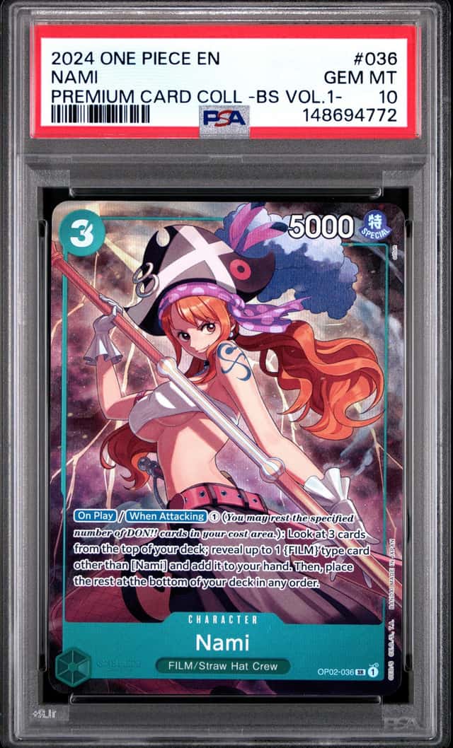 2024 One Piece Card Game Nami OP02-036 Premium Card Coll -BS Vol.1- PSA