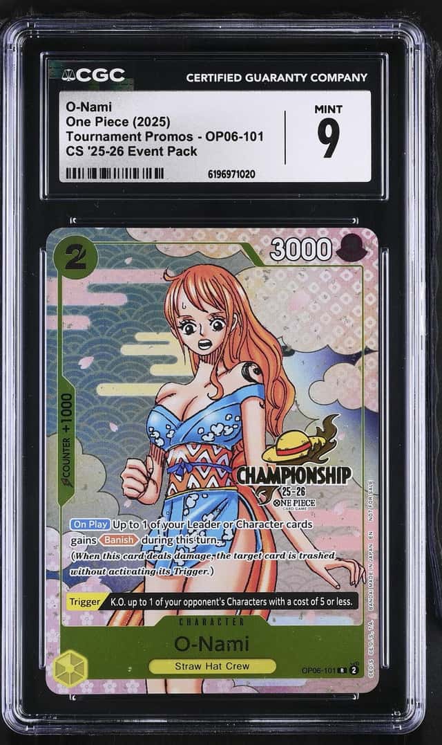 O-NAMI 2025 ONE PIECE TOURNAMENT PROMOS OP06-101 R PROMO CGC 9 Q7285
