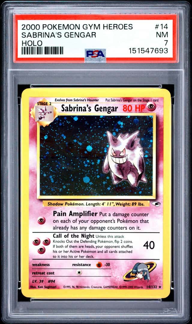 2000 Pokemon Gym Heroes #14 Sabrina's Gengar PSA 7 NM