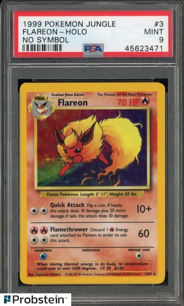 1999 Pokemon Jungle No Symbol #3 Flareon Holo PSA 9 MINT