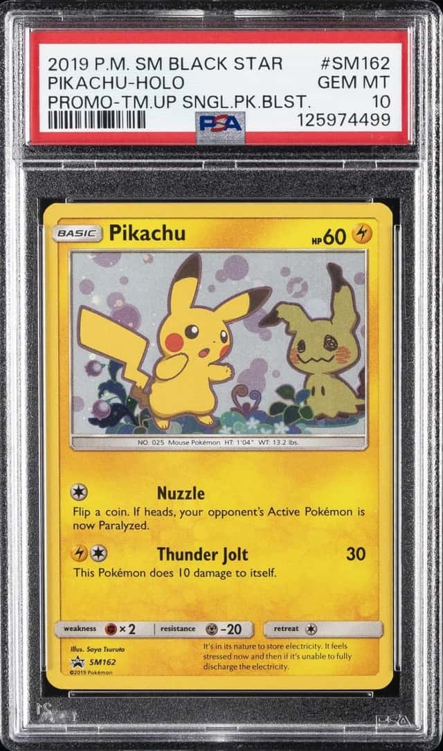 2019 POKEMON SM BLACK STAR PROMO #SM162 PIKACHU-HOLO PSA 10