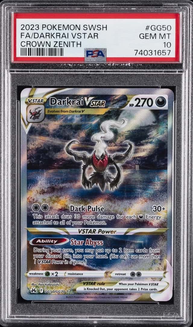 2023 POKEMON SWORD & SHIELD CROWN ZENITH #GG50 FULL ART/DARKRAI VSTAR PSA 10