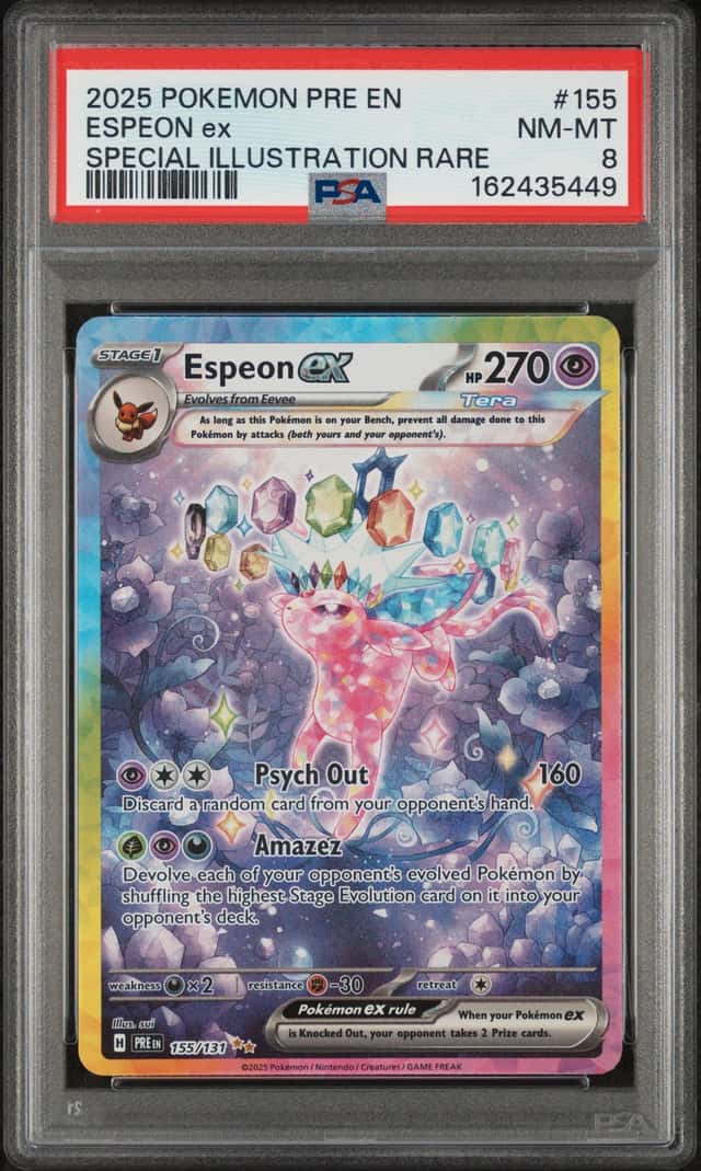 Pokémon TCG Espeon EX Prismatic Evolutions SIR #155 NM PSA 8