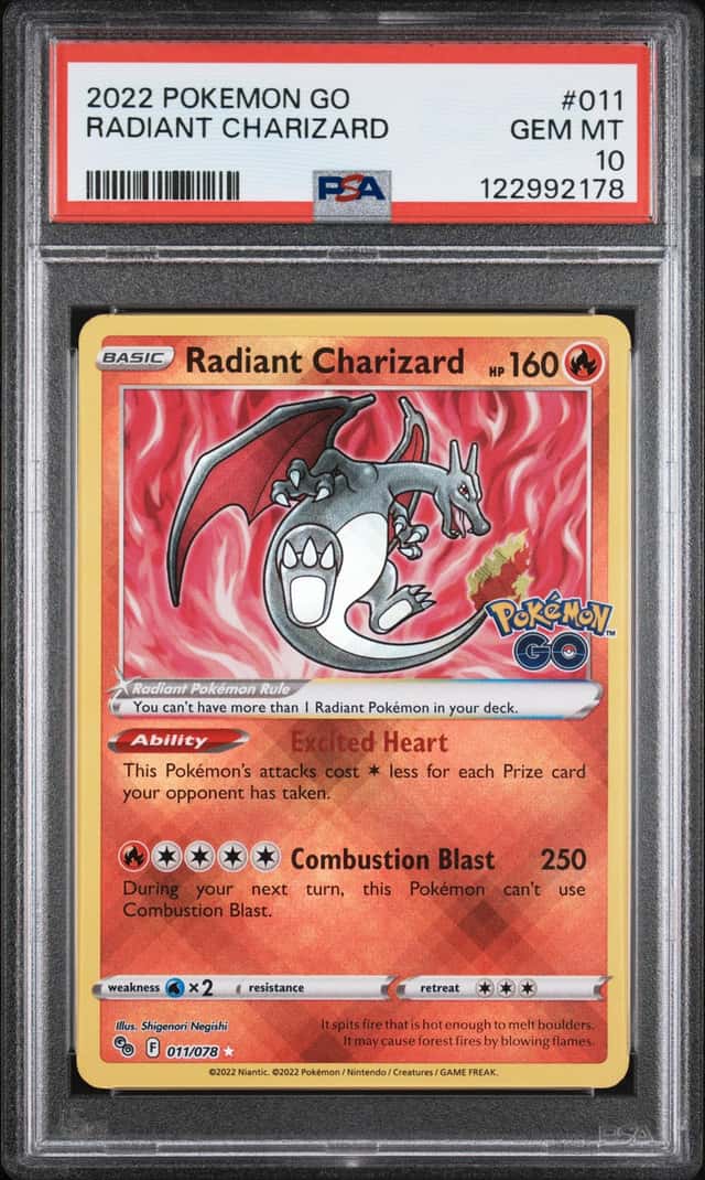 Radiant Charizard 011/078 2022 Pokémon GO Holo - PSA 10 Gem Mint 💎
