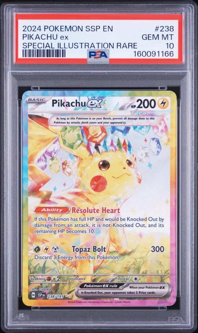 2024 POKEMON SURGING SPARKS SPECIAL ILLUSTRATION RARE #238 PIKACHU EX PSA 10