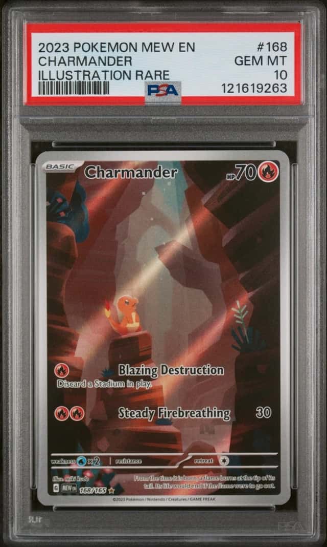 2023 POKEMON MEW EN-151 ILLUSTRATION RARE #168 CHARMANDER PSA 10