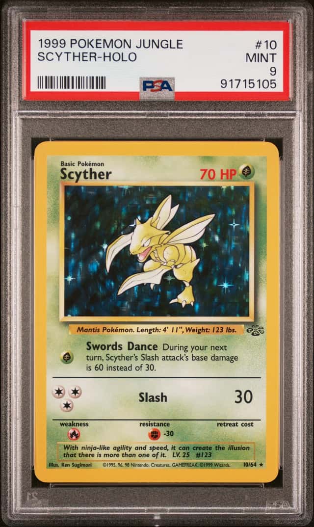 1999 SCYTHER HOLO JUNGLE PSA 9 MINT #10/64 POKEMON TRADING CARD GAME TCG WOTC